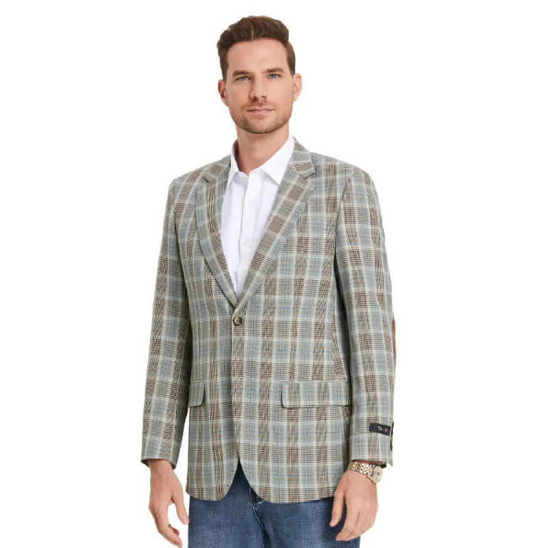 Ares Collection: Camel Glen Check Pattern Slim Fit Blazer Lumberjack