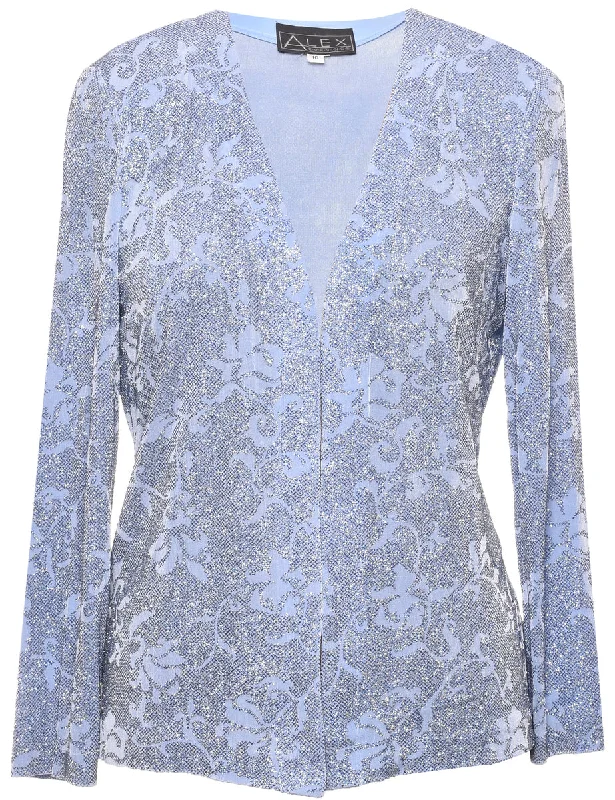 Floral Pattern Evening Jacket - L Laid