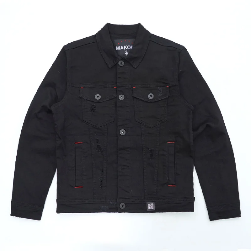 M1026 - Makobi Core Denim Jacket - Jet Black Dapper Men's 1920S