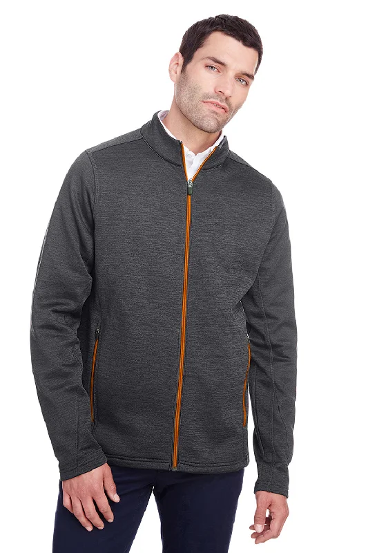 North End Mens Flux 2.0 Fleece Water Resistant Full Zip Jacket - Heather Black/Orange Soda Hip Men's Retro