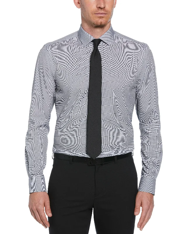 Slim Fit Stretch Houndstooth Dress Shirt Traditional Men's Country