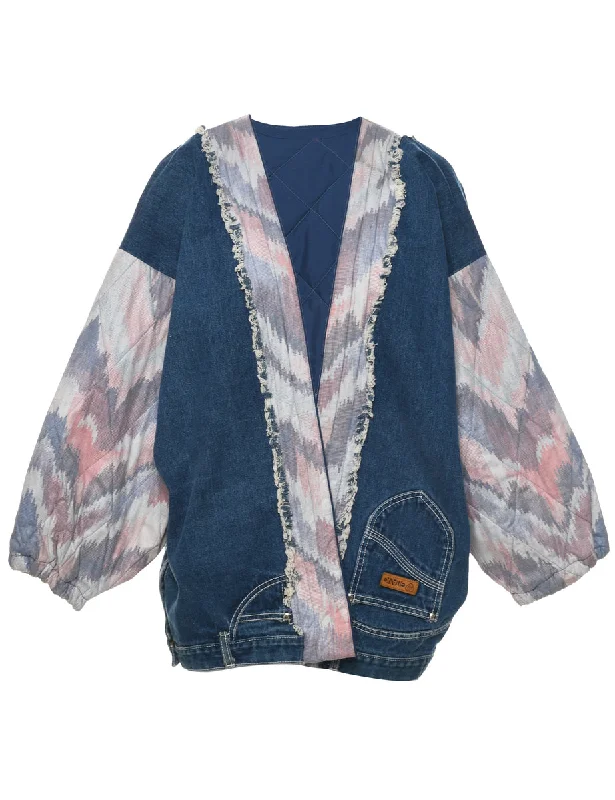 Patchwork Denim Jacket - XXL Cozy Men's Winter