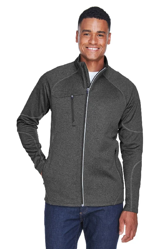 North End Mens Gravity Performance Moisture Wicking Full Zip Fleece Jacket - Heather Carbon Grey Streetwear Style