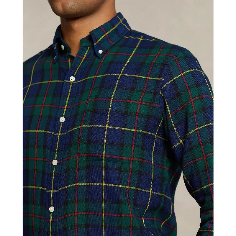 Polo Ralph Lauren - Soft Cotton Twill Shirt - Plaid Check - Green/Navy Earthy Men's Sustainable 