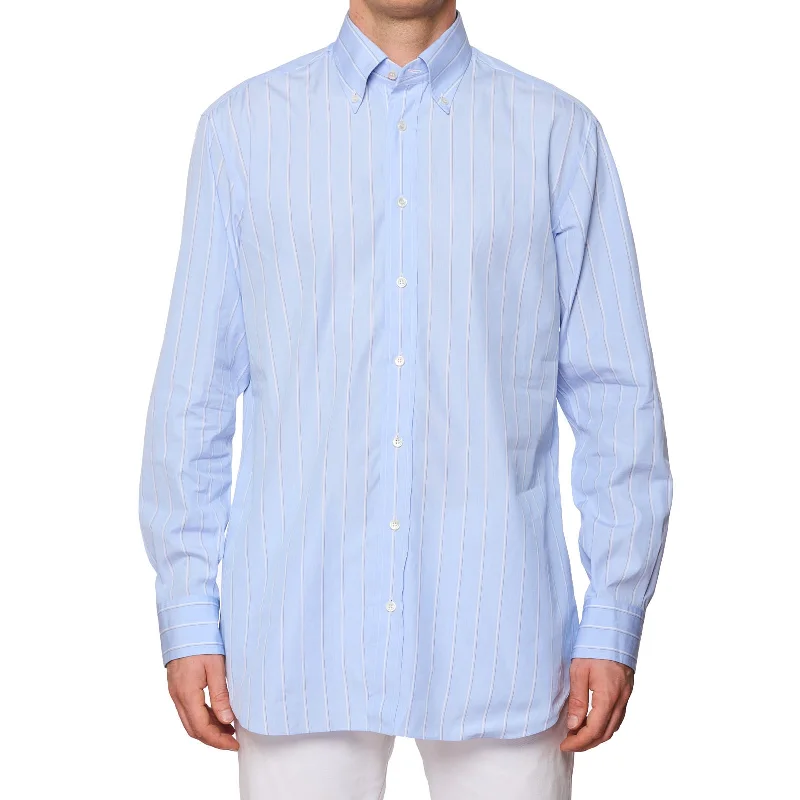 BRIONI Blue Striped Cotton Poplin Button-Down Dress Shirt EU 42 NEW US 16.5 Tough Men's Tactical