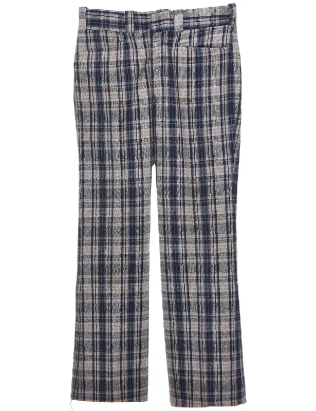 Checked Pattern Trousers - W30 L30 Minimalist Men's Casual 