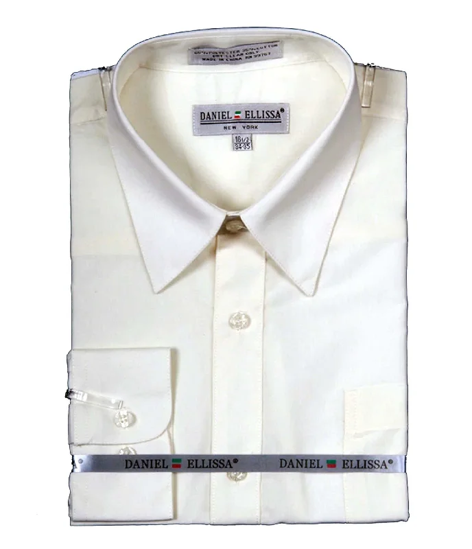 Men's Basic Dress Shirt  with Convertible Cuff -Color Ivory Dynamic Men's Glow