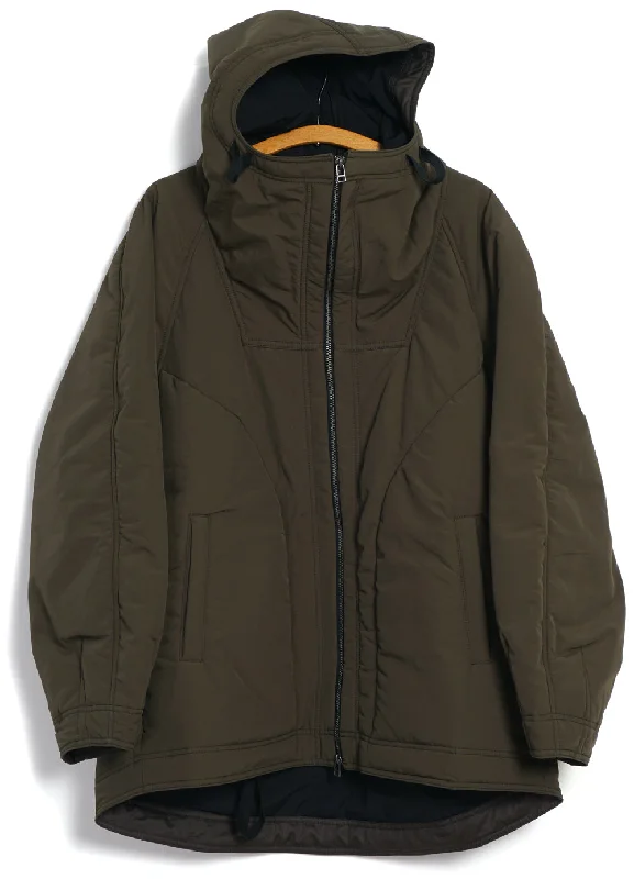 THOMAS 28-23-6 | Loose Padded Hood Jacket | Padded Olive Polished Men's Silk