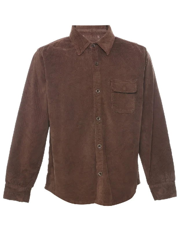 Corduroy Brown Shirt - M Sleek Men's Metallic