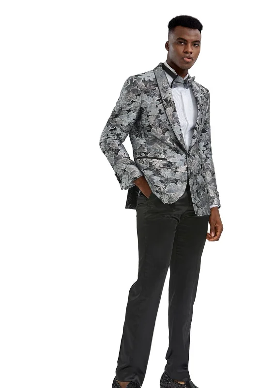 Stylefyre Collection: Men's Single-Breasted Blazer In Silver Youthful Men's Anime