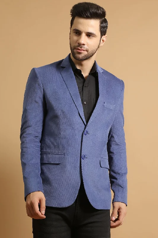 Corduroy Cotton Blue Blazer Organic