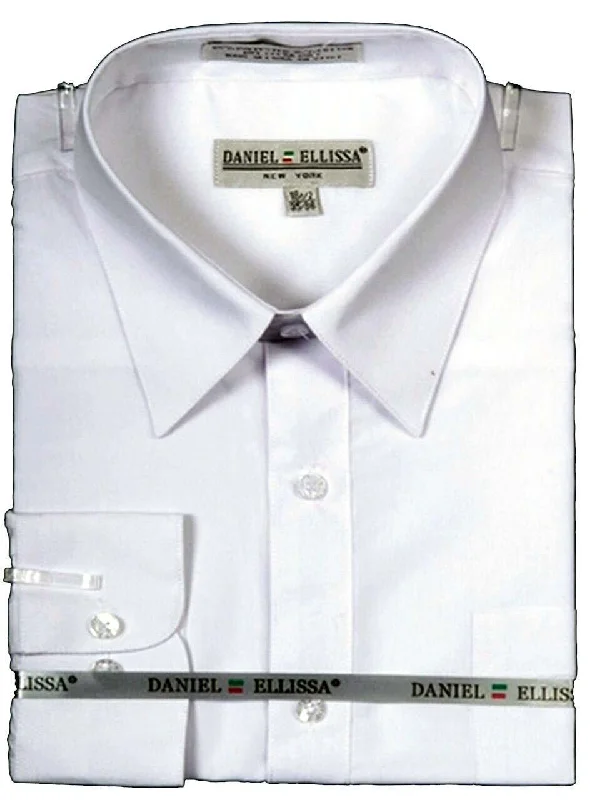 Men's Basic Dress Shirt  with Convertible Cuff -Color White Earthy Men's Sustainable 