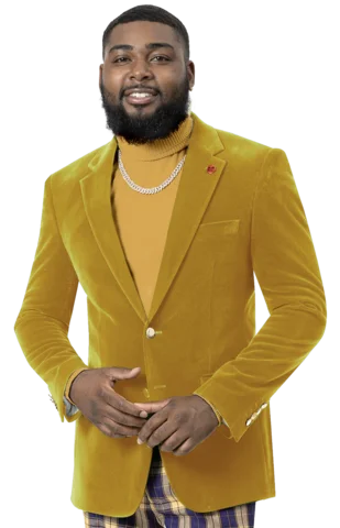 Mustard Solid Velvet Blazer J134 Sporty Men's Athleisure 