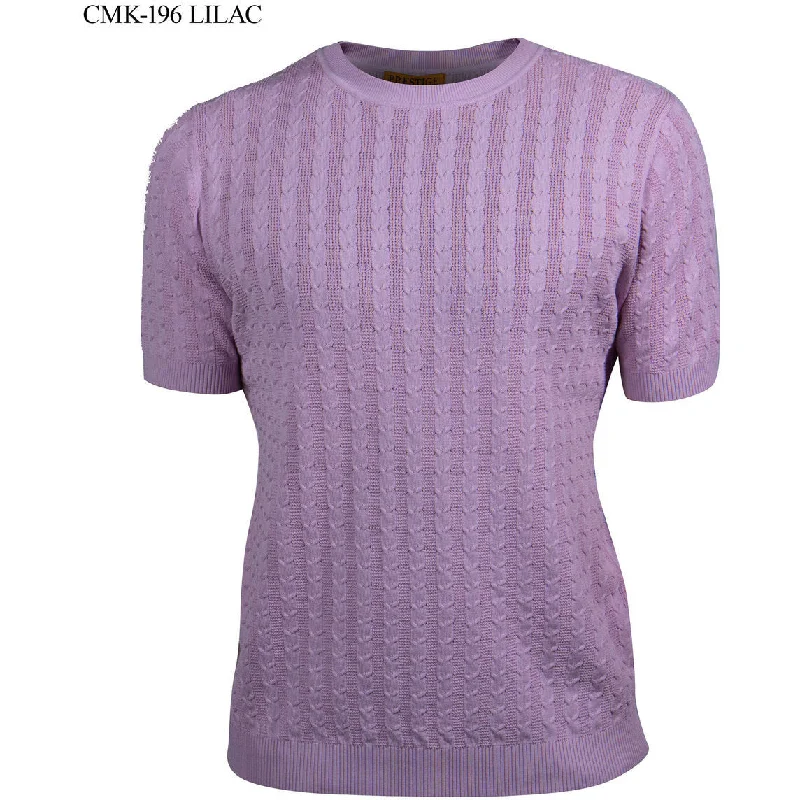 Prestige Lilac Luxury Knit Greek Print Shirt CMK-196-LILAC Earthy Men's Hemp