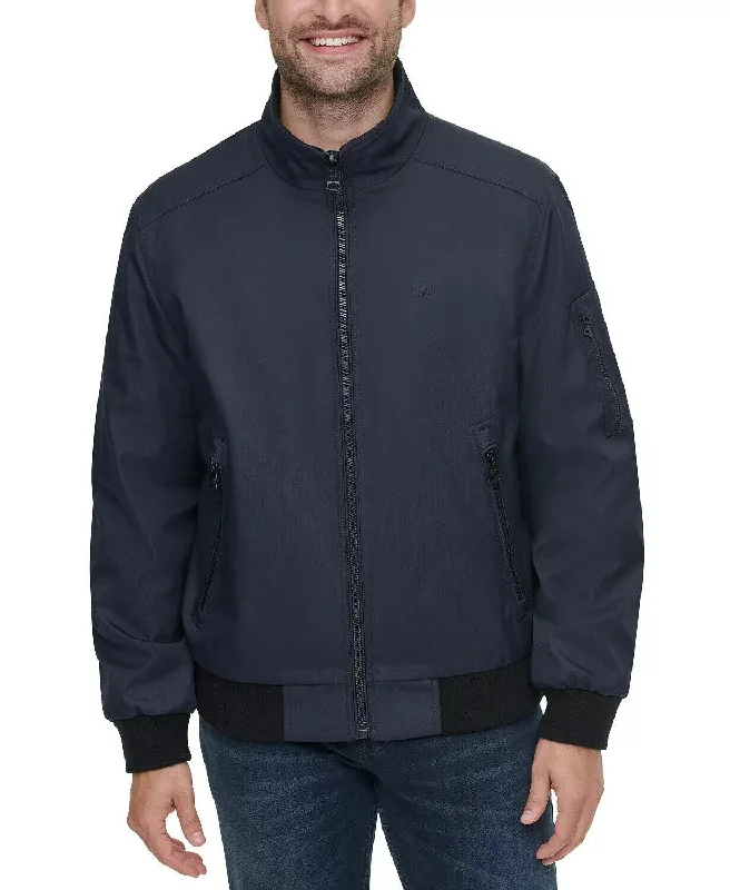 Calvin Klein CM902513 Bomber Jacket Men Blue Ripstop Long Sleeve Full Zip MCWW64 Confident Men's High