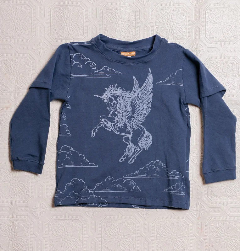 Organic Adventure T's - Blue Pegacorn Youthful Men's Anime