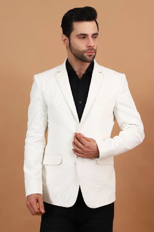 Corduroy Cotton Off-White Blazer Traditional Men's Country