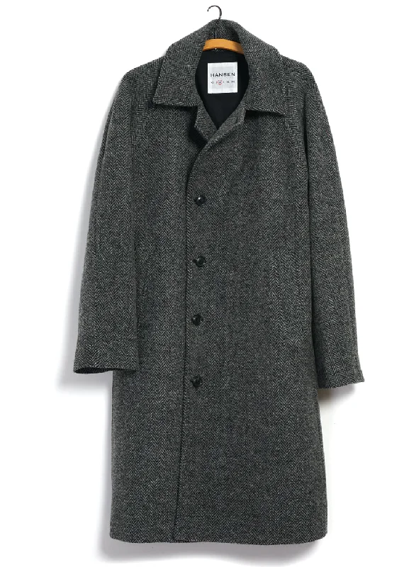 SIGURD 28-59-5 | Long Lined Wool Coat | Grey Tweed Relaxed Men's Beach