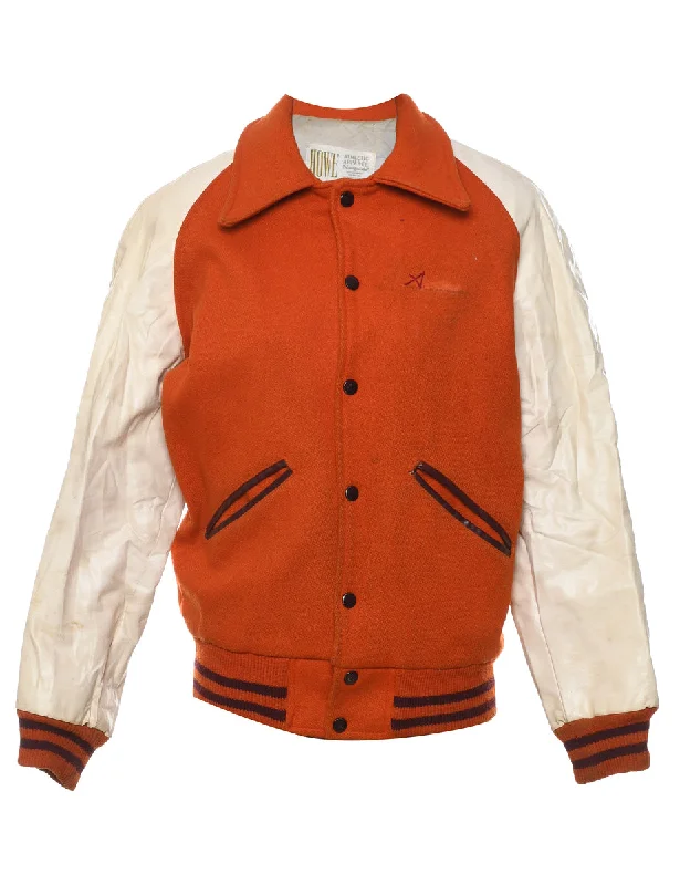 Orange & Brown WM BYARD Band 1970s Varsity Jacket - L Bold Men's Animal