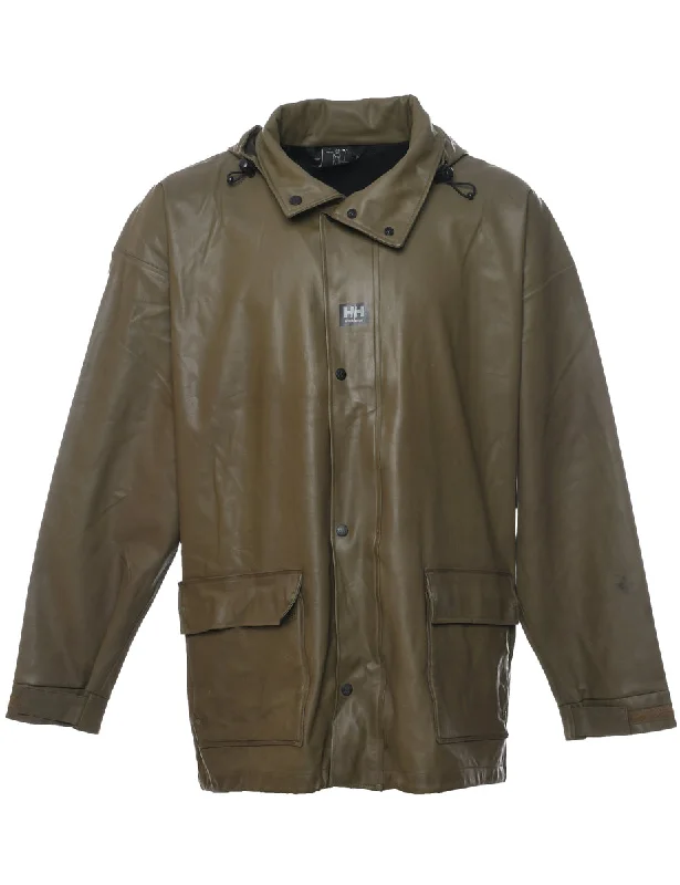 Olive Green Raincoat - XL Polished Men's Satin