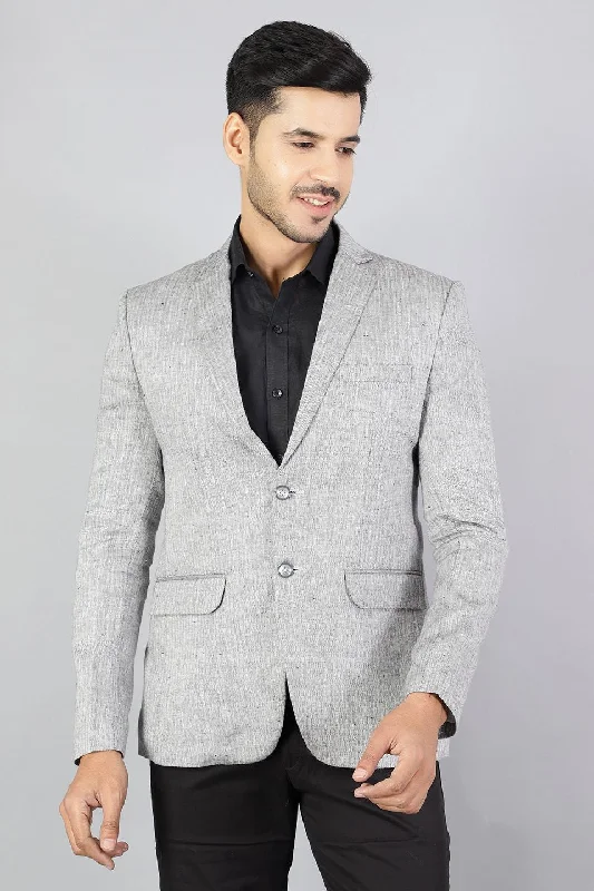 100% Pure Linen Grey Blazer Dynamic Men's Moto