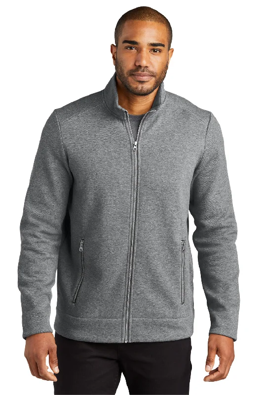 Port Authority Mens Network Fleece Full Zip Jacket - Heather Grey Laid