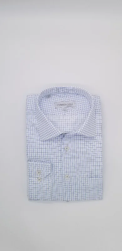 Classic Fit Check Dress Shirt Blue S436 Dynamic Men's Moto