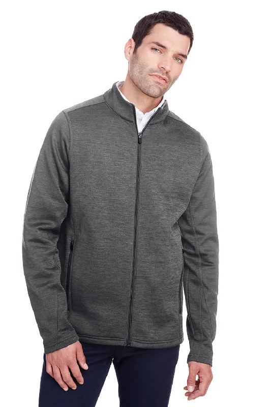 North End Mens Flux 2.0 Fleece Water Resistant Full Zip Jacket - Heather Carbon Grey/Black Stylish Men's Neon