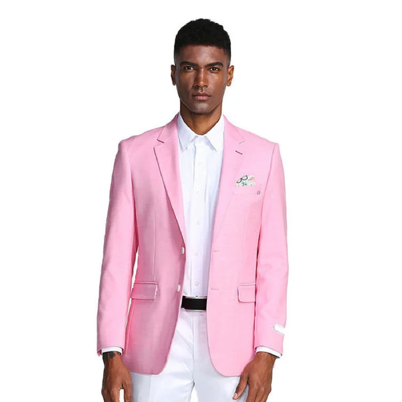 Oceanic Outfits Collection: Pink Solid Color Slim Fit Blazer Elegant Men's Formal 