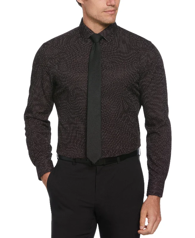 Slim Fit Total Stretch Dot Dress Shirt Streetwear Style