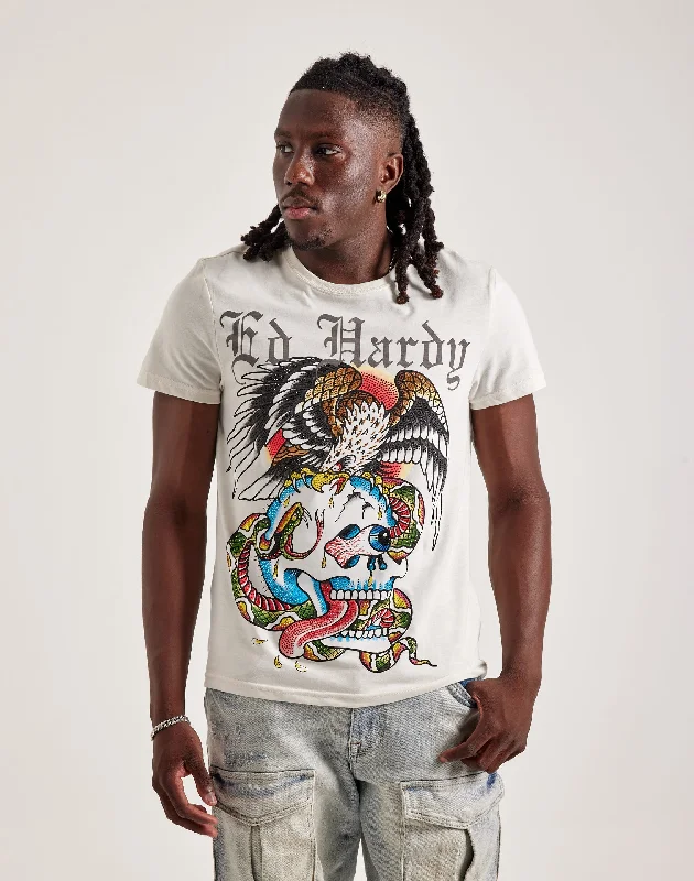 Ed Hardy Battle Skull Rhinestone Tee Confident Men's Power