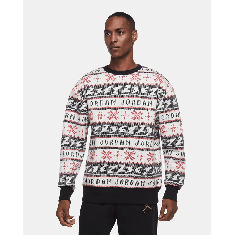 Nike Air Jordan Jumpman Holiday Christmas Sweatshirt Sweater White/Red-Black  CT3459-010 Men's Streetwear Style