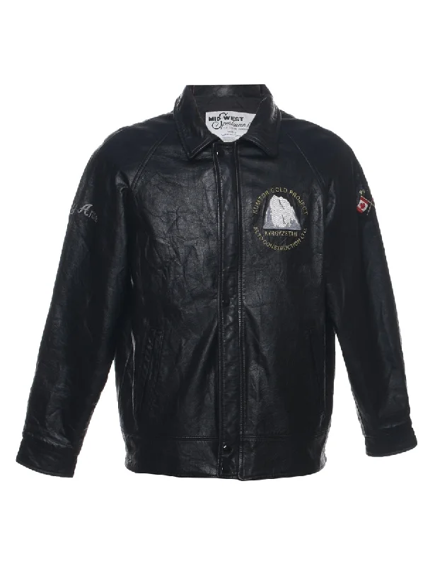 Black Leather Jacket - L Traditional Men's Country