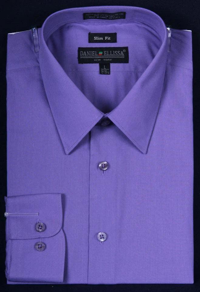 Slim Fit Dress Shirt, Lavender Sophisticated Men's French