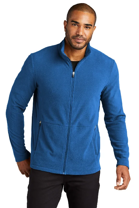 Port Authority Mens Accord Pill Resistant Microfleece Full Zip Jacket - Royal Blue Polished Men's Satin