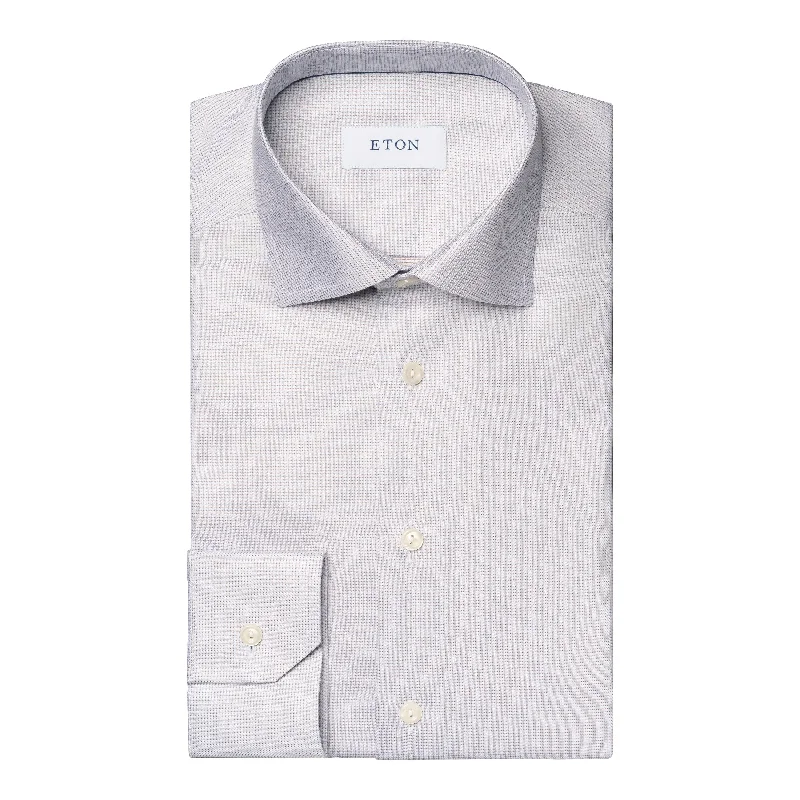 Pale Beige Semi Solid Cotton Tencel™ Lyocell Contemporary Fit Shirt - ETON Relaxed Men's Australian 