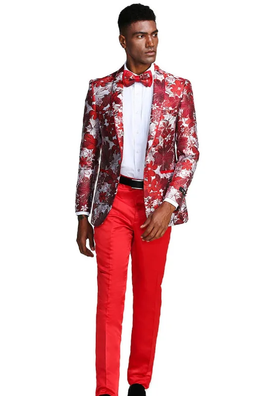 Stylefyre Collection: Men's Single-Breasted Blazer In Red Hip Men's Retro