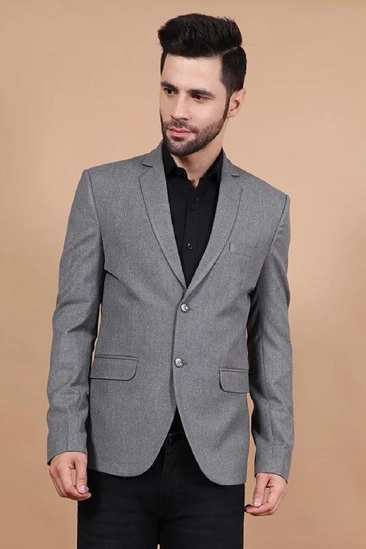 Polyester Cotton Grey Blazer Refined Men's European