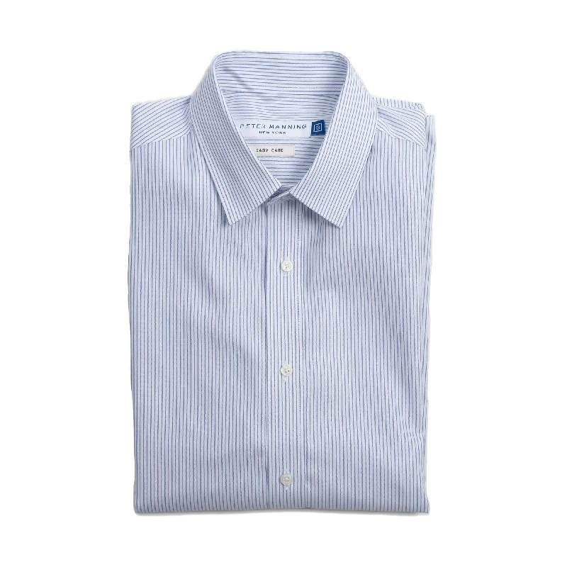 Easy Care Dress Shirt Standard Fit - Blue Pinstripe Cozy Men's Sherpa