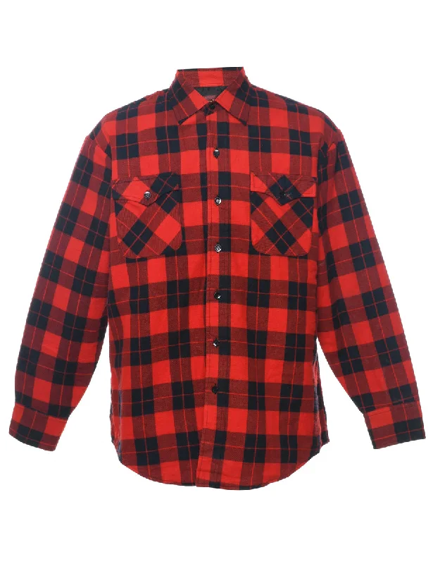 Black & Red Plaid Classic 1990s Shirt - L Unique Men's Upcycled