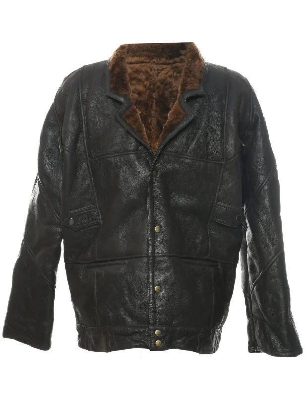 Dark Brown Shearling Leather Jacket - XL Artistic Men's Avant