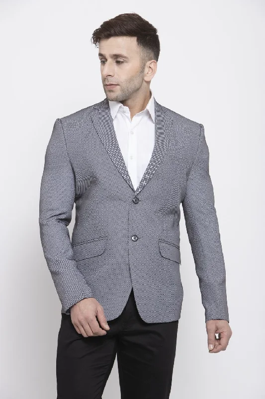 Polyester Cotton Silver Blazer Bold Men's Animal