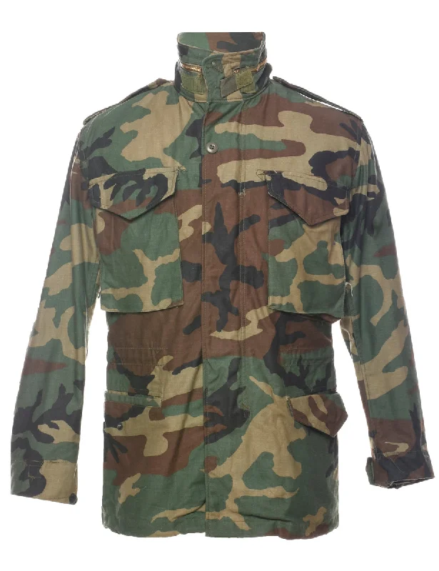 Woodland Camouflage Print Military Jacket - XS Refined Men's European