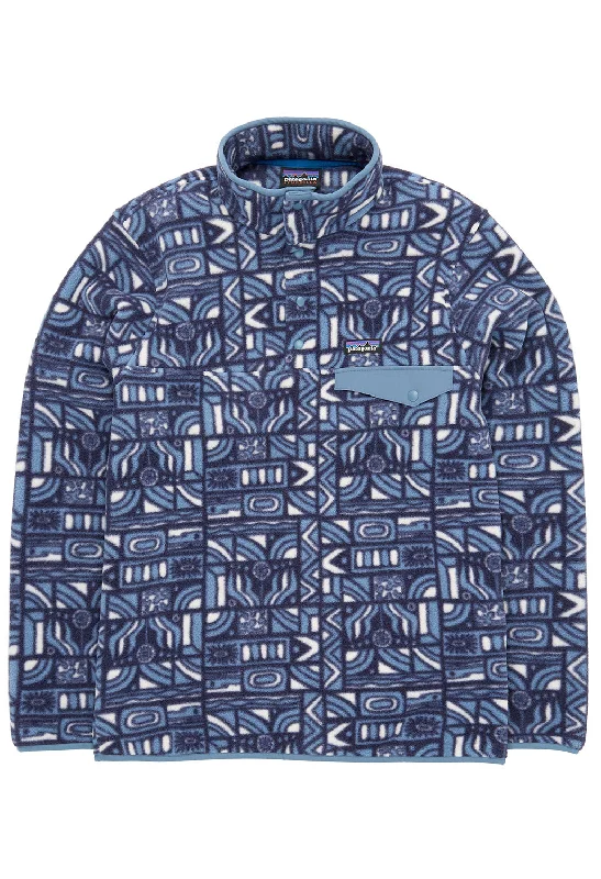 Patagonia Men's Lightweight Synchilla Snap-T Pullover - New Visions: New Navy Elegant Men's Cashmere