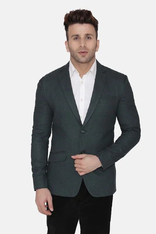 Wool Green Blazer Trendy Men's Bucket