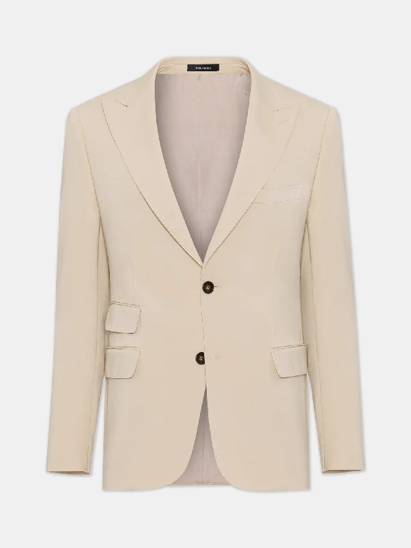 Donazi Beige Single Breasted Blazer Vacation