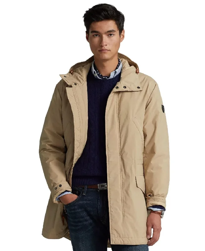 Polo Ralph Lauren Marsh Coat Mens Coastal Beige Packable Hooded Full Zip KLSS101 Dynamic Men's Glow