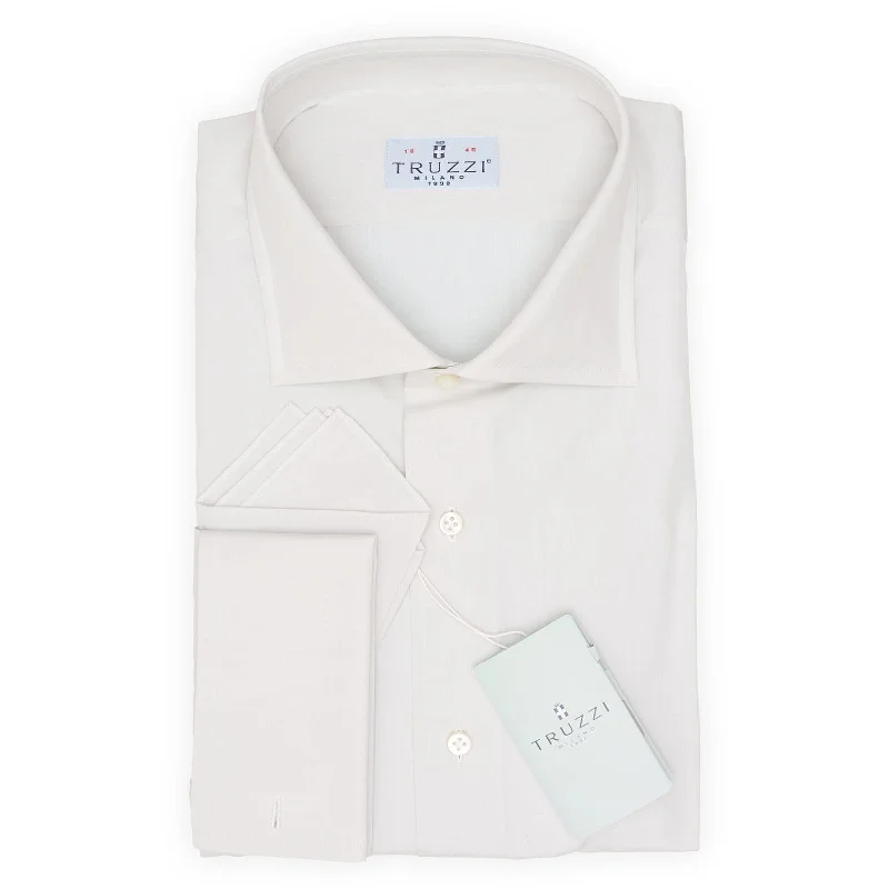 TRUZZI Milano Mint Green Cotton French Cuff Dress Shirt EU 45 NEW US 18 Monochromatic All