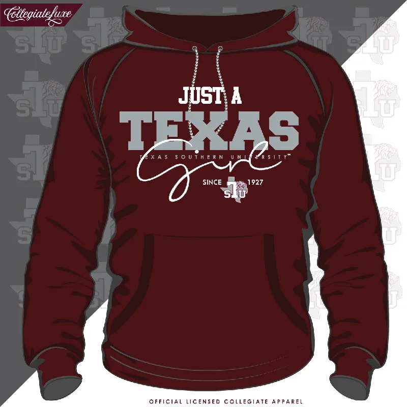 Texas Southern | Just A Girl Maroon Unisex Hoodie (**) Preppy Men's College