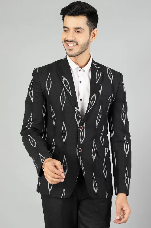 Ikat Black Blazer Dynamic Men's Glow